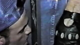 Vintage muscular jock throatfucked hard through glory hole