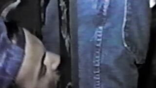 Vintage muscular jock throatfucked hard through glory hole