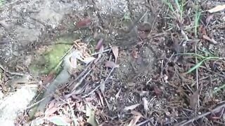 Japanese lady finds a secluded place to pee in public space