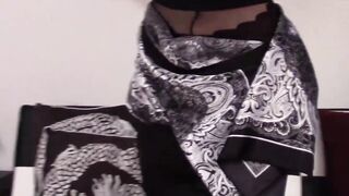 Nerdy ladyboy in stockings Venus Lux wanking off and cums