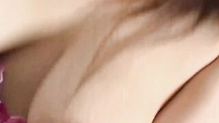 Japanese brunette with big saggy tits missionary fucked