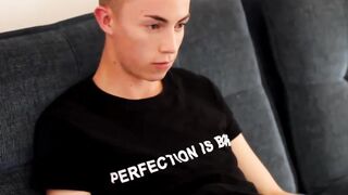Skinny foot fetish twink Nick Daner wanking his big dick
