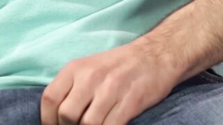 Hairy Latino young man cums while bare impaled doggy style