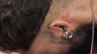 Hairy Latino young man cums while bare impaled doggy style