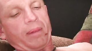 Manly mature amateur cums hard after stroking his cock