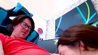 Redhead with big blue eyes Susy Blue tricked into sucking