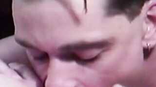 Athletic retro men have wild anal threesome and dick sucking