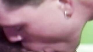 Athletic retro men have wild anal threesome and dick sucking
