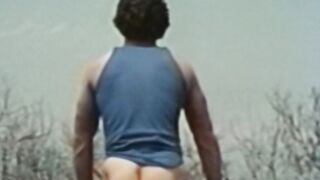 Retro jock hot anal play and wanking solo on the terrace