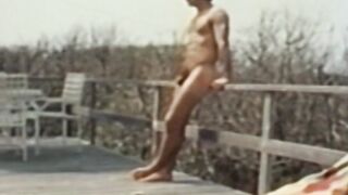 Retro jock hot anal play and wanking solo on the terrace