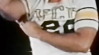 Sexy vintage jock working out before hot solo masturbation
