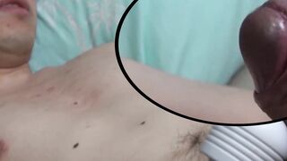 Shy Japanese dude tugging and toying his hard cock