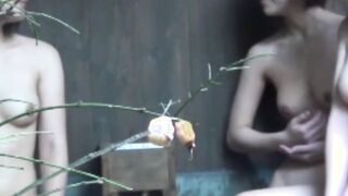 Nude Japanese babes secretly filmed in public bathhouse