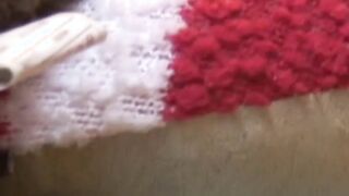Cute Japanese playing with her pussy while filmed by voyeur