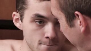 Energetic homo comforts his stepbrother and barebacks him hard