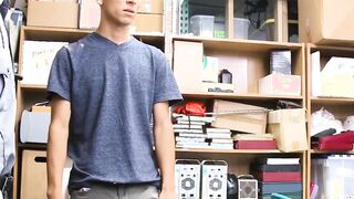 A thin Latino thief was stripped bare by a guard for stealing