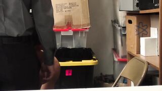 A thin Latino thief was stripped bare by a guard for stealing