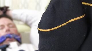 Tied up hunk Joey J has feet licked vigorously by fetishist