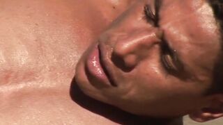 Handsome Latin bloke slobbers on big dick and rides it bare