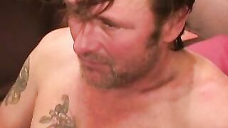 Rugged amateur plays with his little dick while smoking