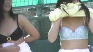 Athletic Japanese teen filmed changing clothes by voyeur POV