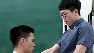 Horny Asian jock rides students big cock raw for hot cumshot