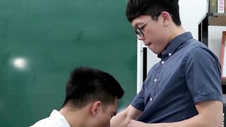 Horny Asian jock rides students big cock raw for hot cumshot