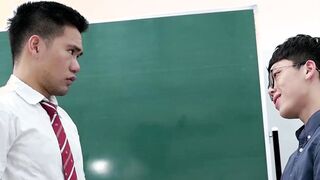 Horny Asian jock rides students big cock raw for hot cumshot
