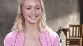Bound hairy pussy blonde fucked in threesome