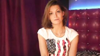 Russian amateur in american tshirt on webcam solo show