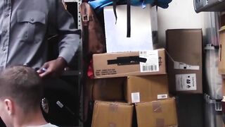 Black cock drives hard and deep into thiefs tight booty hole