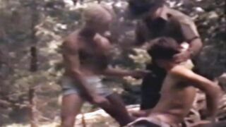 Retro dick sucker blows his companions and takes it in the ass