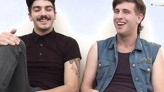 Perverted beauty tongues handsome guy cocks in threeway