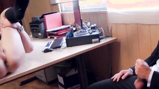 Hot stud in tasteful coat hammering colleagues tight ass