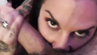 Goth girlfriend Joanna Angels deepthroats Small Hands cock