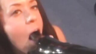 The latex dominatrix takes her crotch away from the lesbian beauty