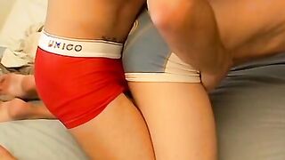 Two skinny twinks sucking and teasing each other for cumshot