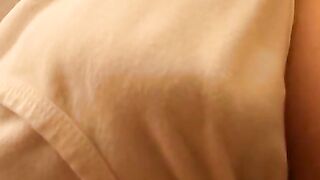 Horny guy wanking his big cock under his sweet underwear