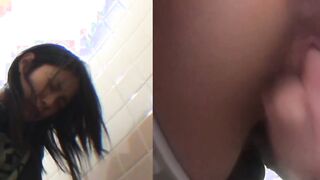 Horny Japanese teen fingers her pussy on hidden toilet cam