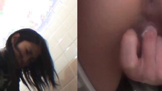 Horny Japanese teen fingers her pussy on hidden toilet cam