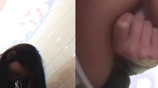 Horny Japanese teen fingers her pussy on hidden toilet cam
