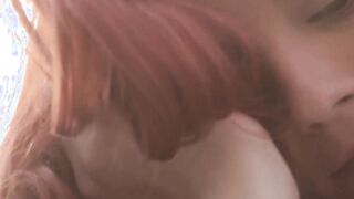 The flawless hips and titties of the pale redhead are displayed