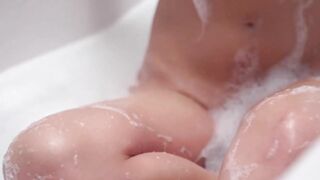 While engaging in sensual solo pussy play a natural tits beauty moans