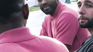 Raw and deep muscular ebony hunk ravages white man balls