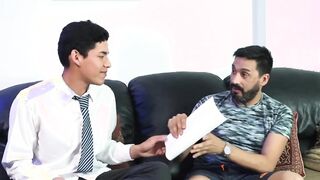 Attractive student riding stepdads large exposed dick