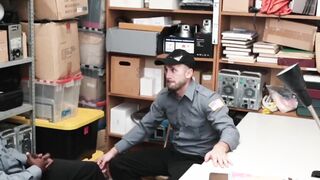 tattooed man riding an officers huge black dick