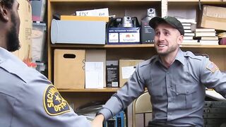 tattooed man riding an officers huge black dick