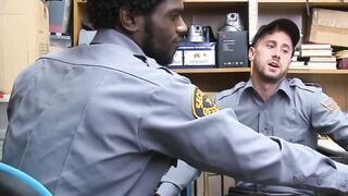 tattooed man riding an officers huge black dick