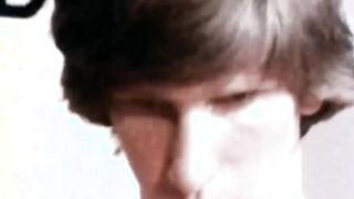 Before the cumshot a skinny horny guy rides a retro cock erratically