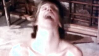 Before the cumshot a skinny horny guy rides a retro cock erratically